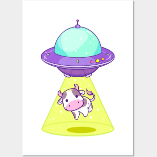 Cow Abduction - Alien Ship Posters and Art